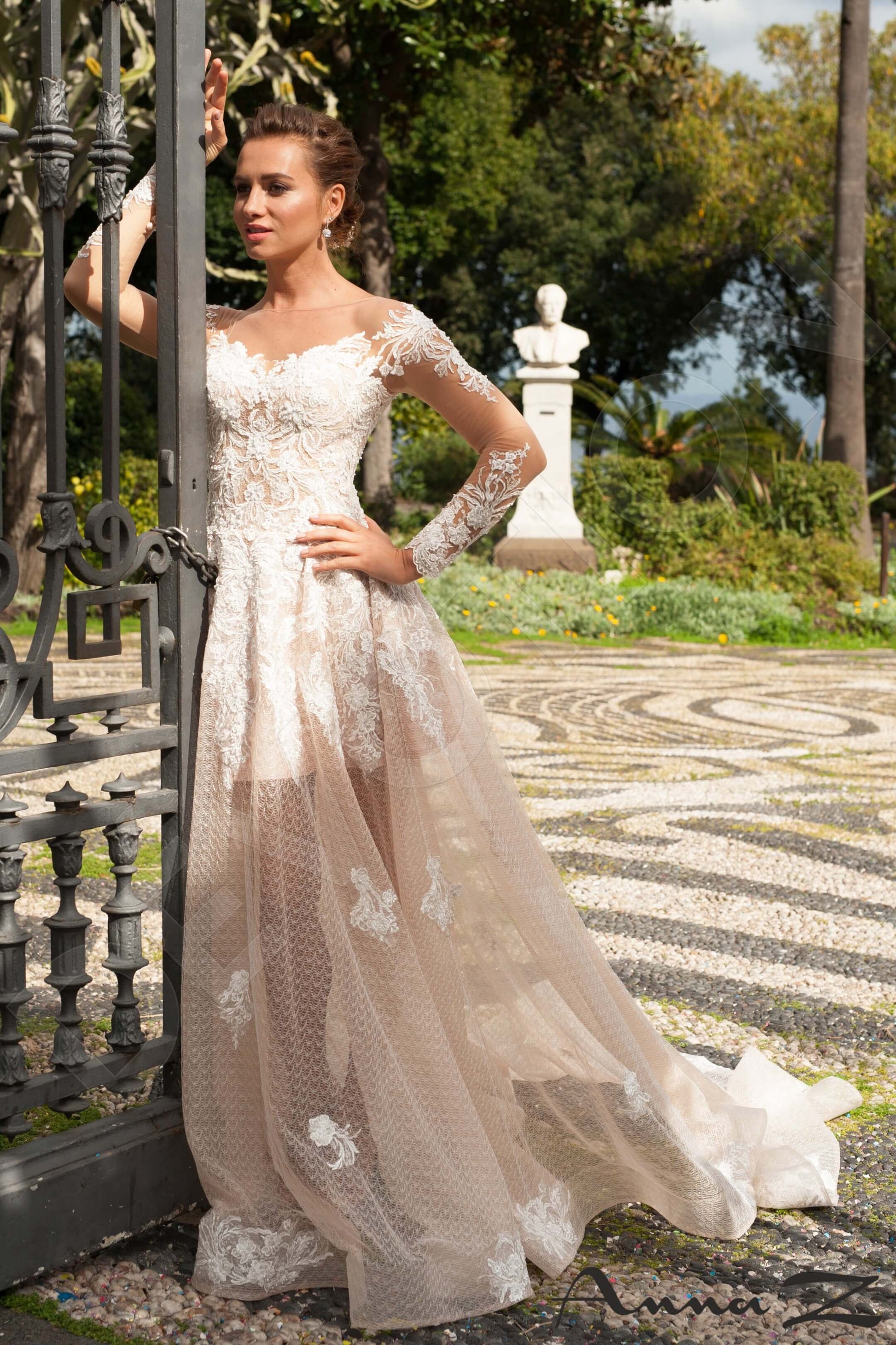Aglea A-line Illusion Ivory PowderPink Wedding dress