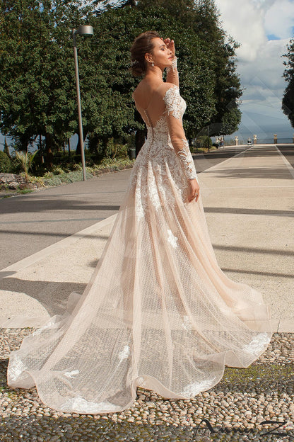 Aglea Illusion back A-line Long sleeve Wedding Dress 6