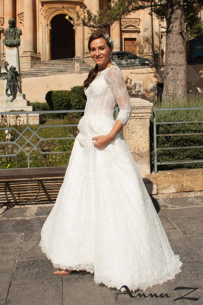 Adonia Open back A-line 3/4 sleeve Wedding Dress 4