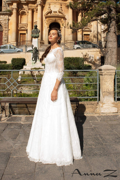 Adonia Open back A-line 3/4 sleeve Wedding Dress 5