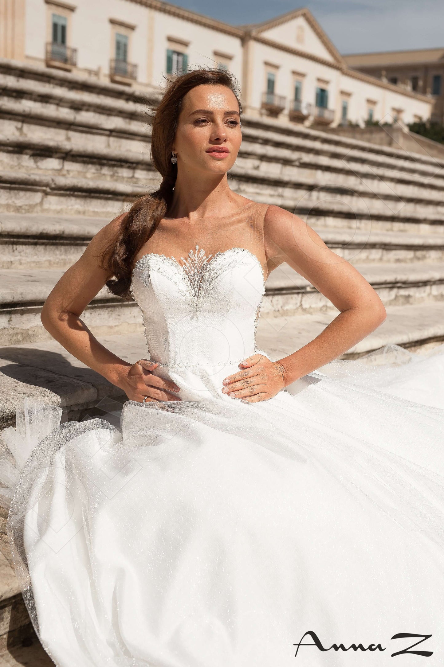 Zekla Illusion back A-line Sleeveless Wedding Dress 4