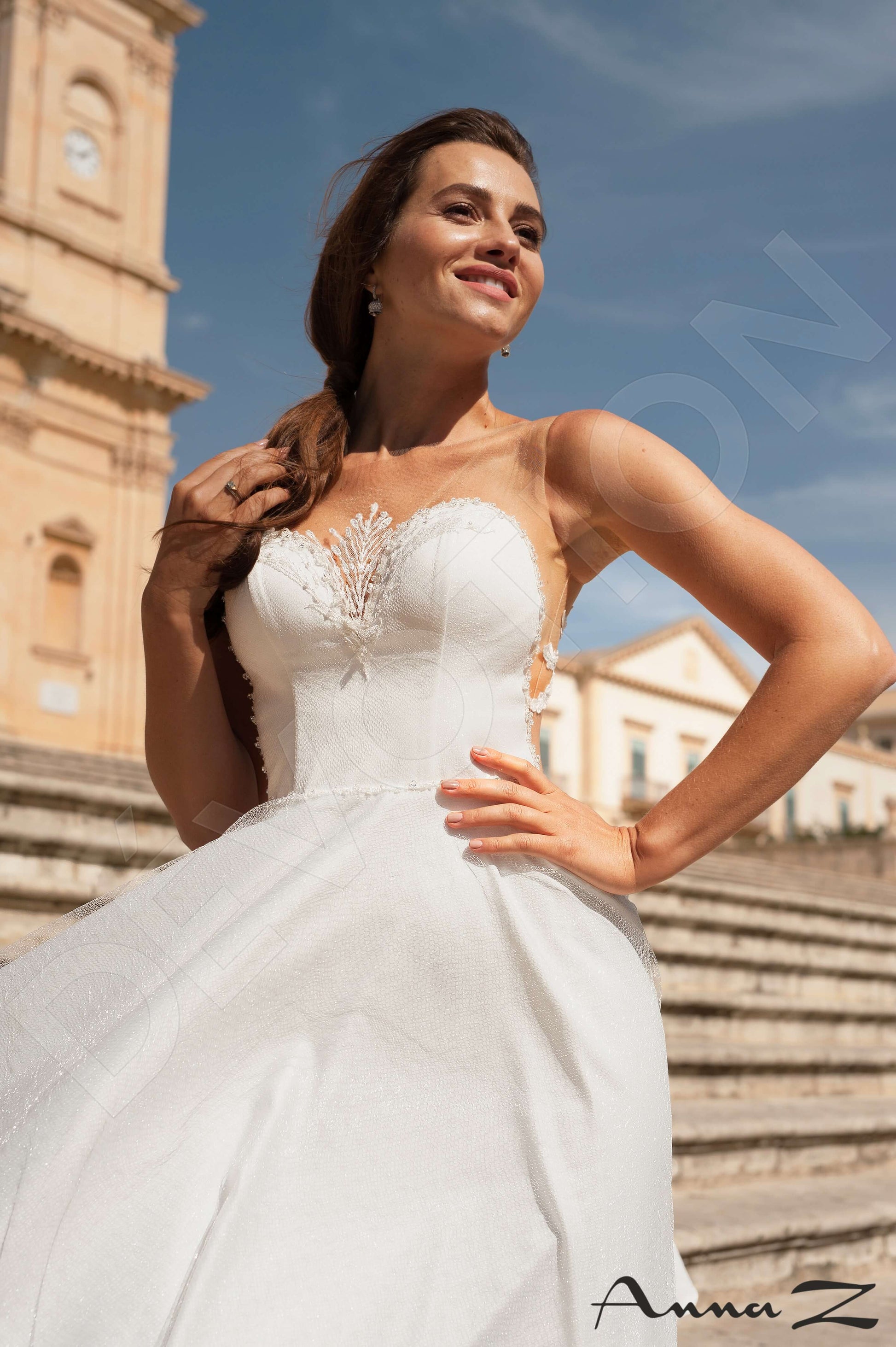 Zekla A-line Illusion Ivory Wedding dress