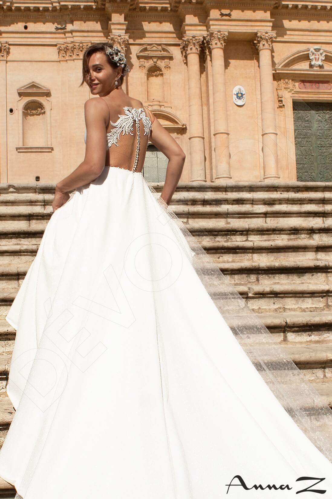 Zekla Illusion back A-line Sleeveless Wedding Dress 5
