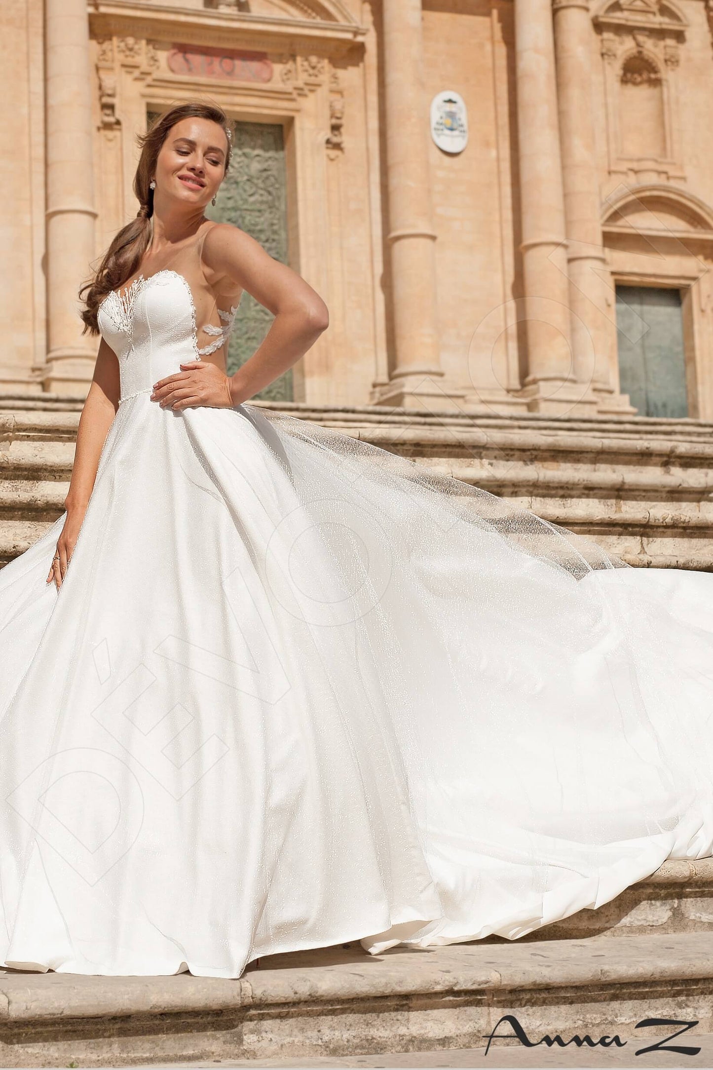Zekla Illusion back A-line Sleeveless Wedding Dress 9