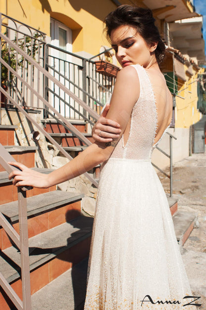 Isidora Open back A-line Sleeveless Wedding Dress 3