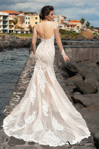 Fanessa Illusion back Trumpet/Mermaid Long sleeve Wedding Dress Back