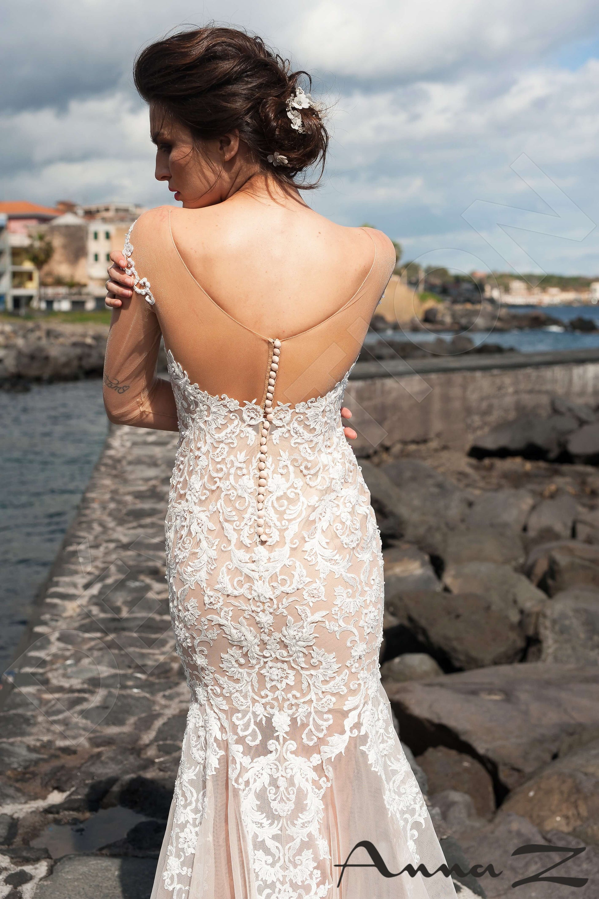 Fanessa Trumpet/Mermaid Illusion Ivory Cappuccino Wedding dress
