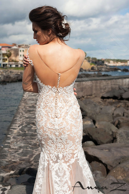 Fanessa Illusion back Trumpet/Mermaid Long sleeve Wedding Dress 7