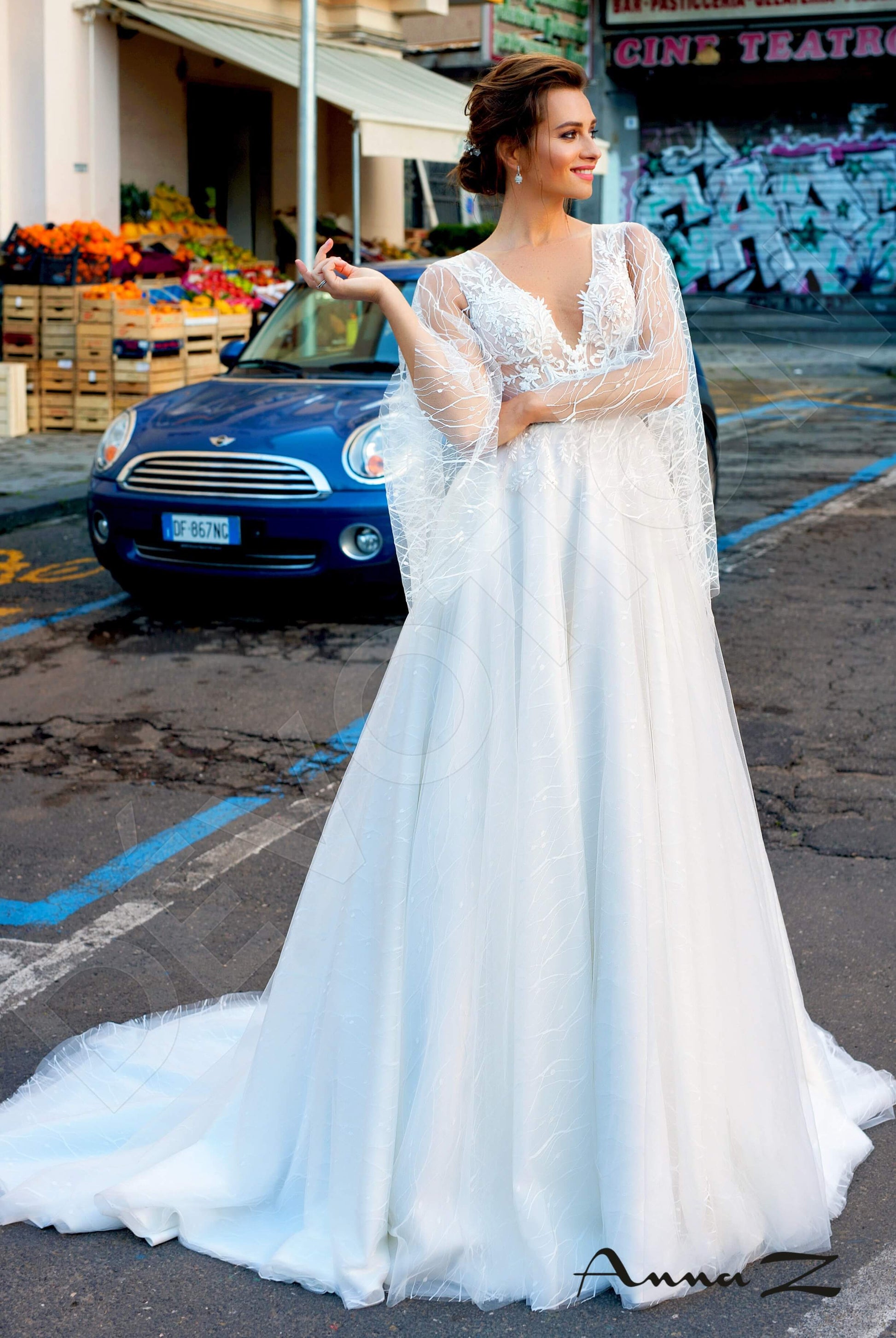 Agapia A-line Illusion Ivory Wedding dress