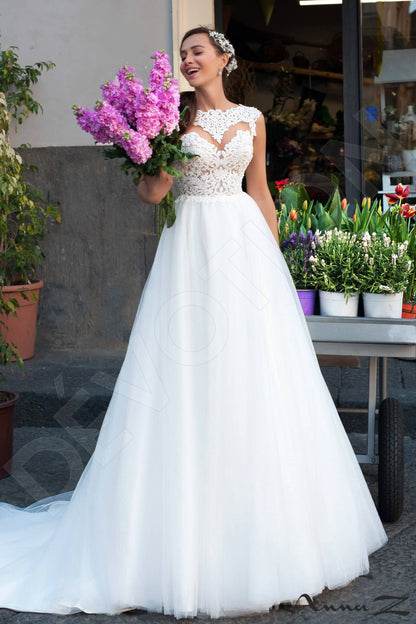Aella Illusion back A-line Sleeveless Wedding Dress Front