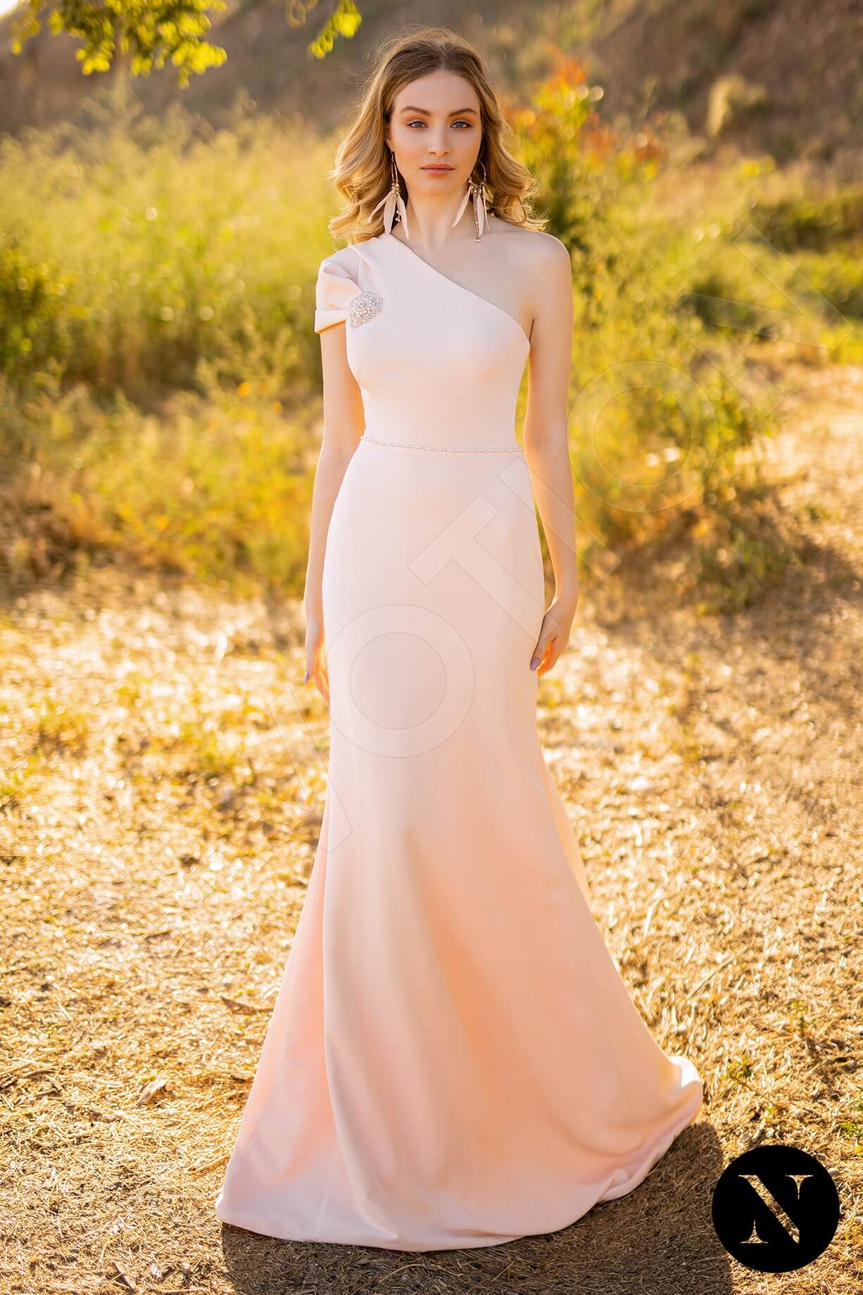 Albina Open back Trumpet/Mermaid One sleeve Wedding Dress Front