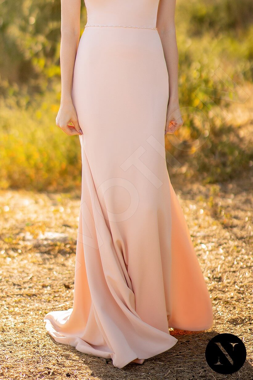 Albina Trumpet/Mermaid Asymmetric/One shoulder Peach Wedding dress
