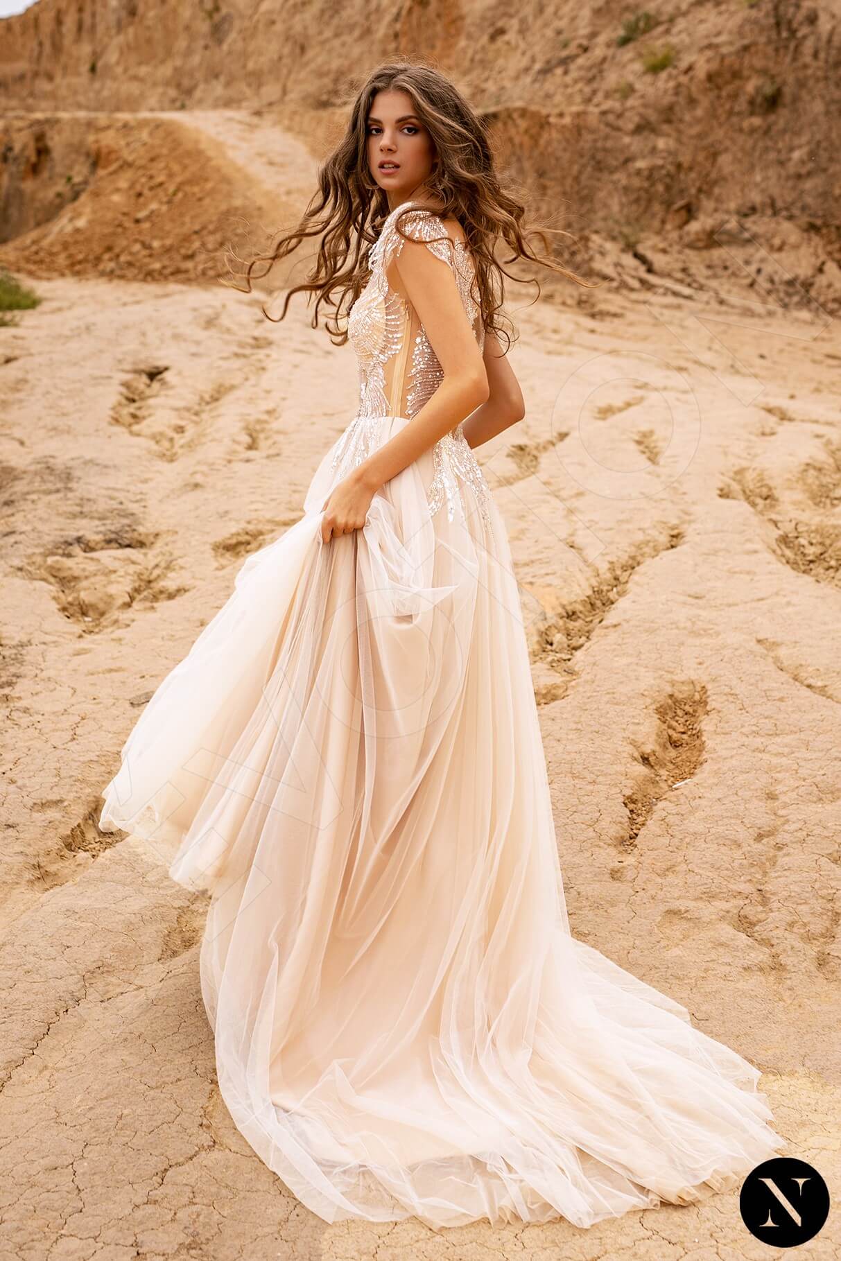Arabella Full back A-line Short/ Cap sleeve Wedding Dress 4