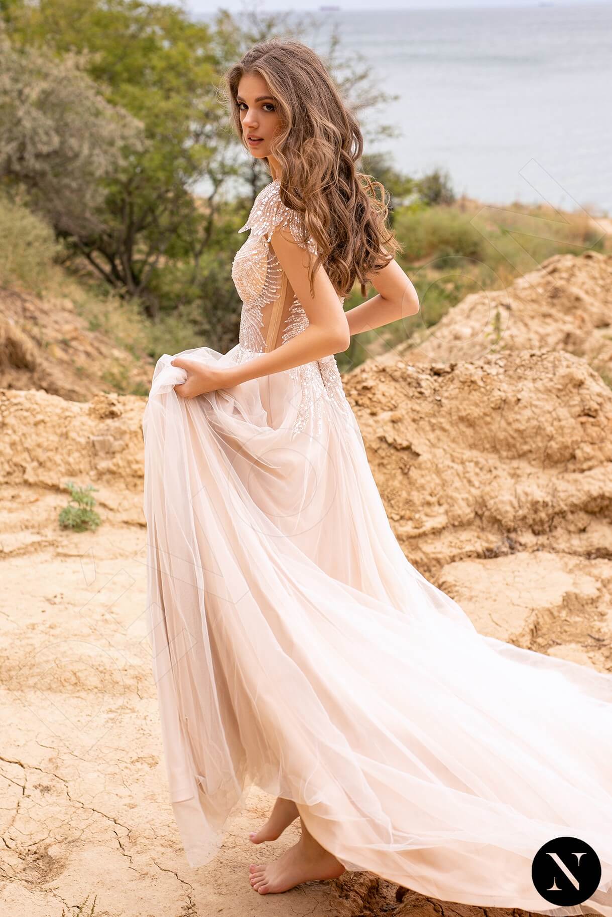 Arabella Full back A-line Short/ Cap sleeve Wedding Dress 6