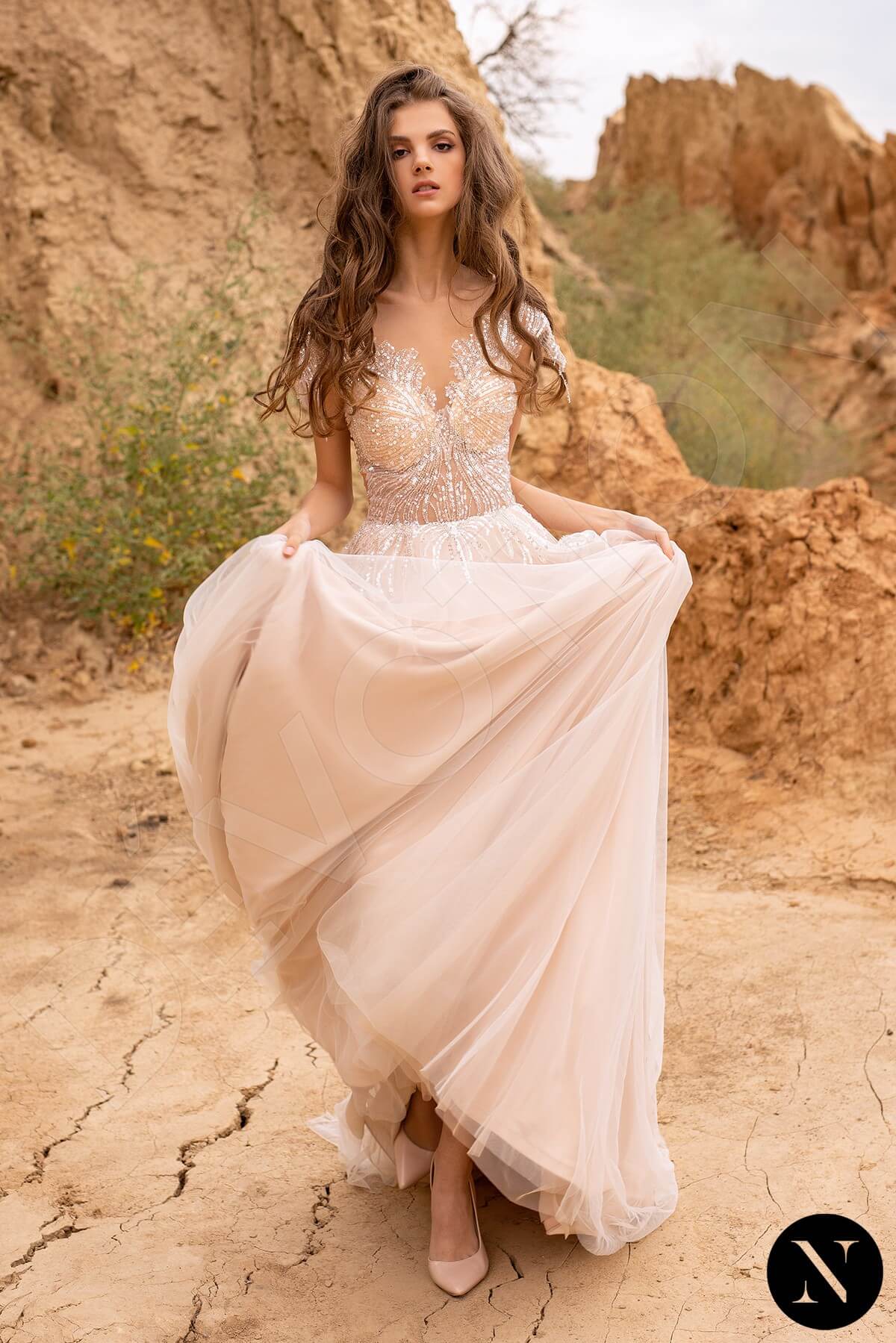 Arabella A-line Illusion Nude Wedding dress