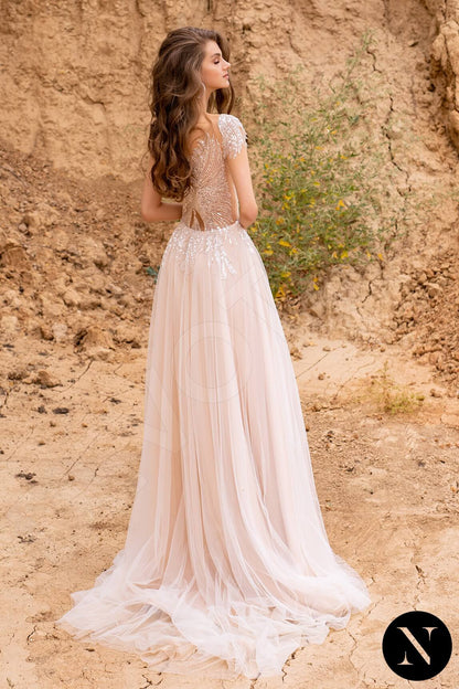 Arabella Full back A-line Short/ Cap sleeve Wedding Dress Back