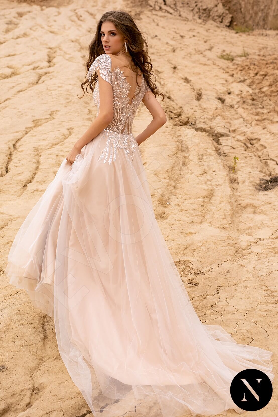 Arabella Full back A-line Short/ Cap sleeve Wedding Dress 7