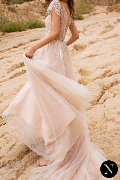 Arabella Full back A-line Short/ Cap sleeve Wedding Dress 8