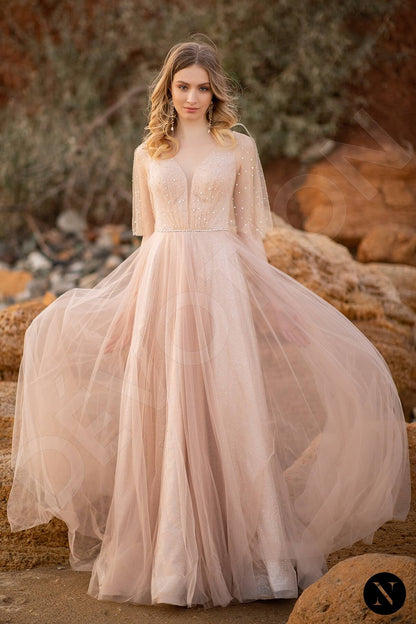 Florin Open back A-line Half sleeve Wedding Dress 5