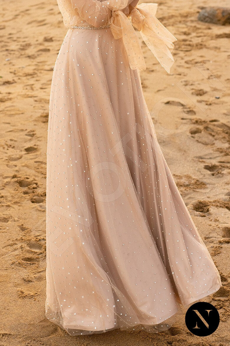 Gabriel A-line Boat/Bateau Nude Wedding dress