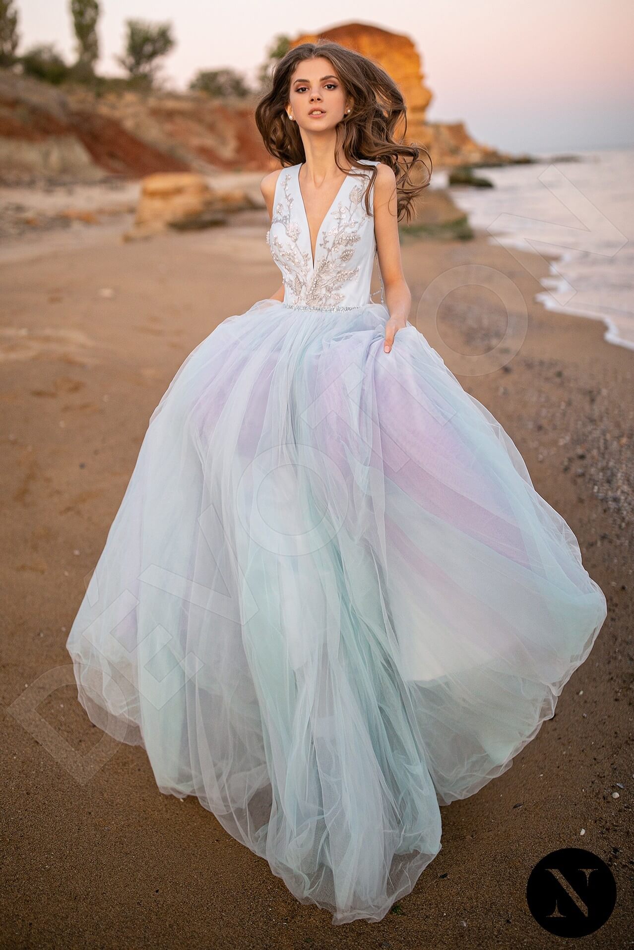Josifina A-line V-neck Lightblue Lightviolet Wedding dress