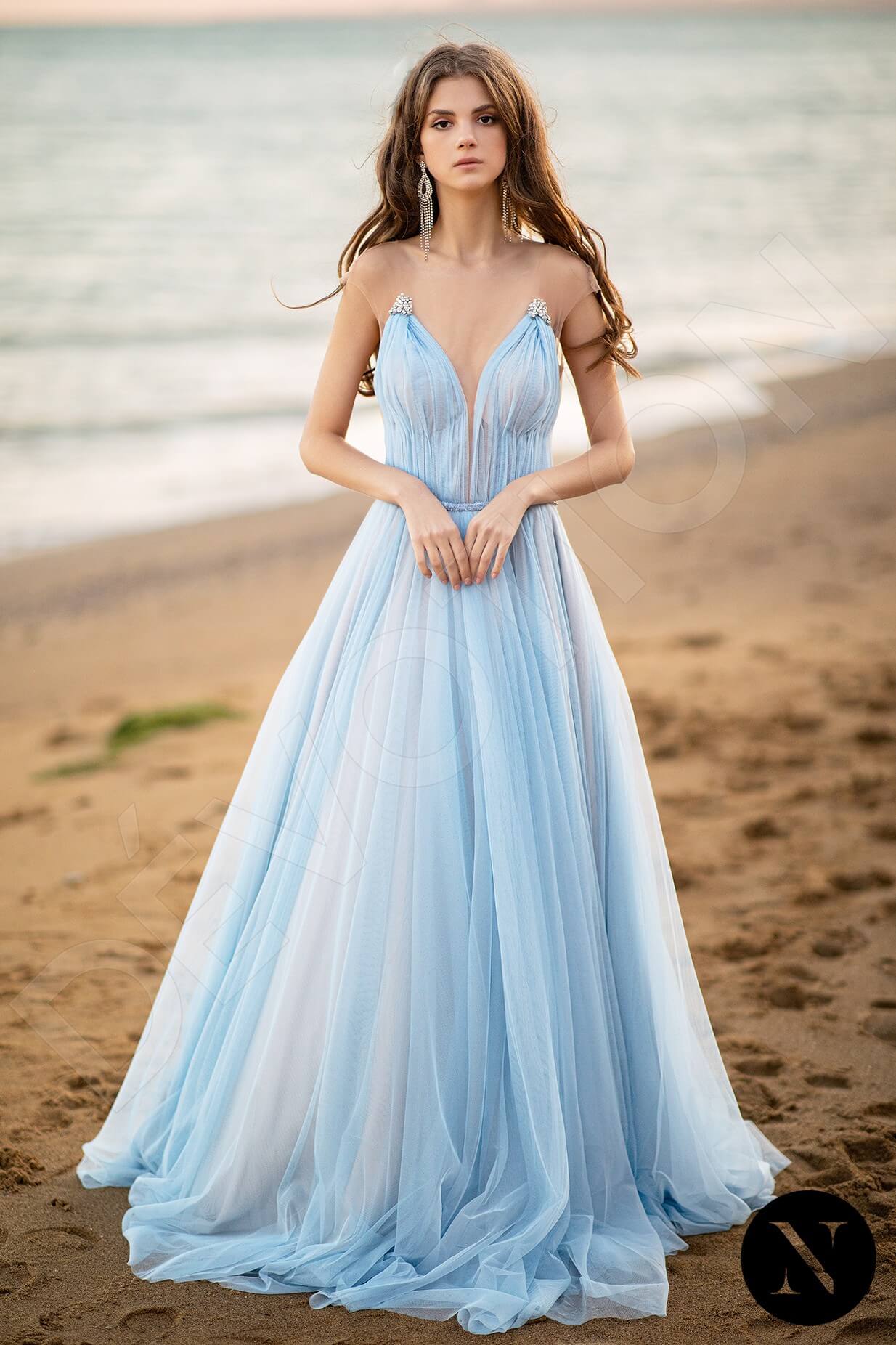 Marcellia Illusion back A-line Sleeveless Wedding Dress Front