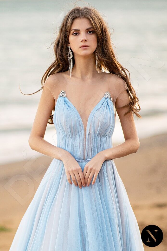 Marcellia Illusion back A-line Sleeveless Wedding Dress 6