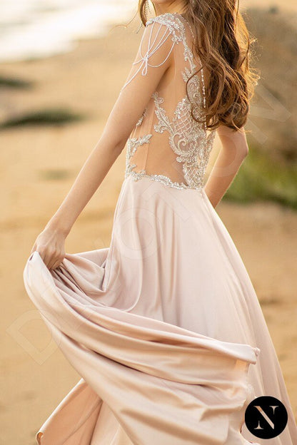 Naomi Illusion back Short/ Cap sleeve A-line Wedding Dress 8