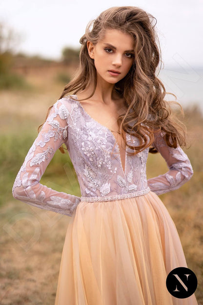 Savina Full back A-line Long sleeve Wedding Dress 5