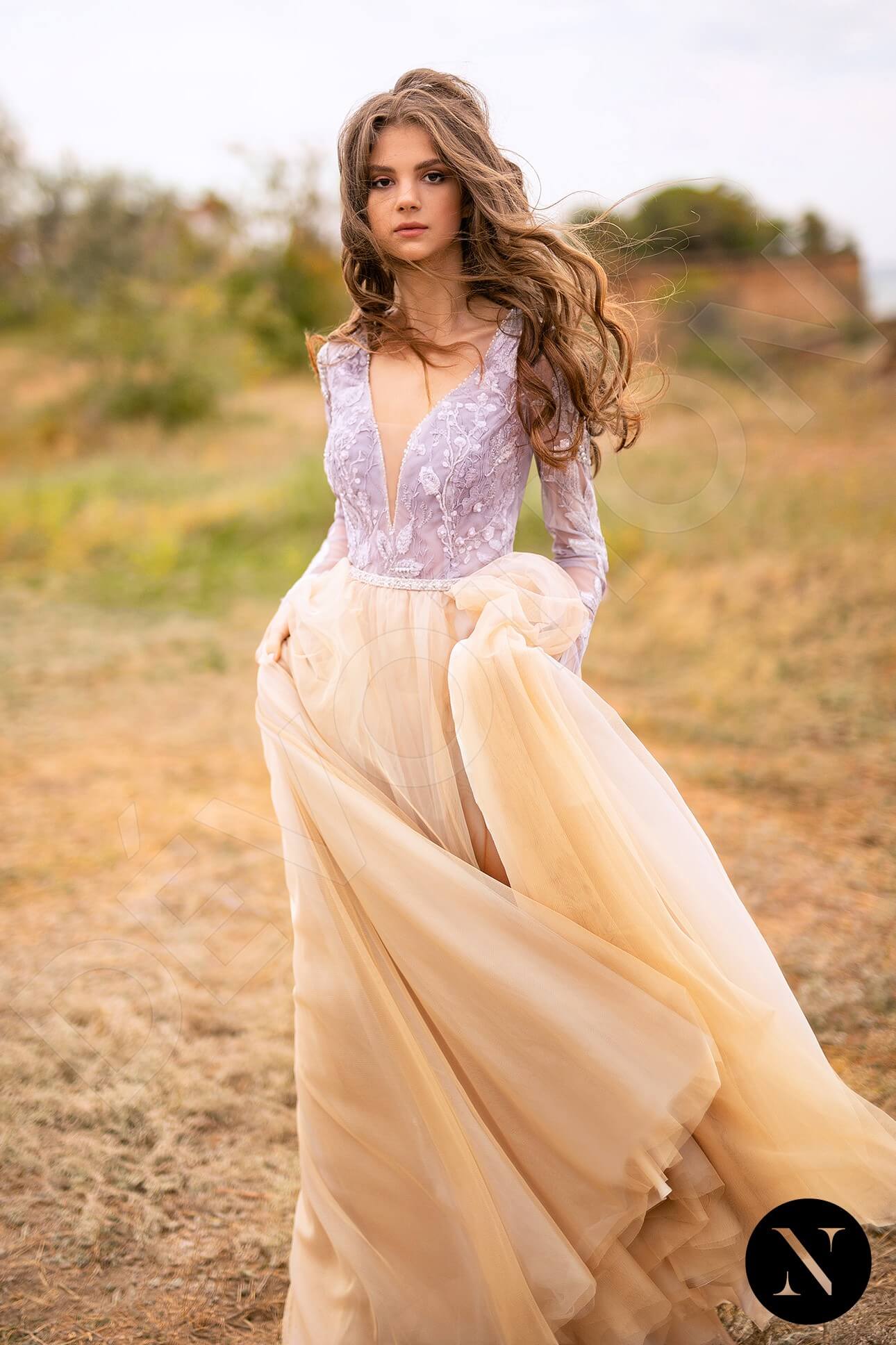 Savina Full back A-line Long sleeve Wedding Dress 6