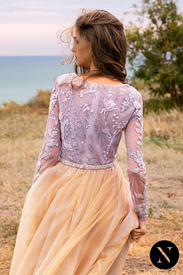 Savina Full back A-line Long sleeve Wedding Dress 3