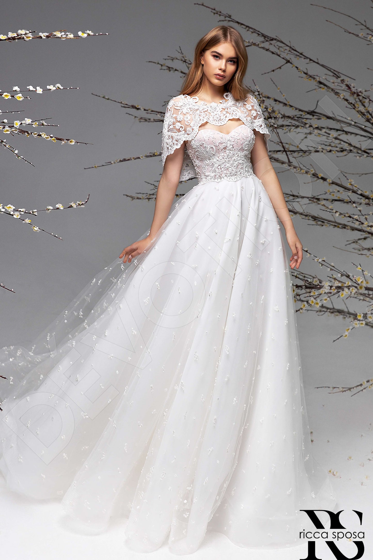 Peonia Open back A-line Sleeveless Wedding Dress Front
