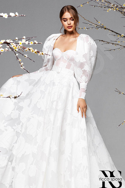 Dalia Open back A-line Detachable sleeves Wedding Dress 5