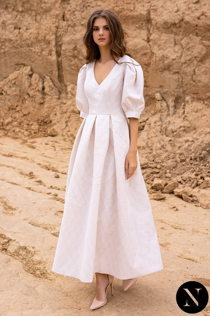 Blanka Open back A-line Half sleeve Wedding Dress Front
