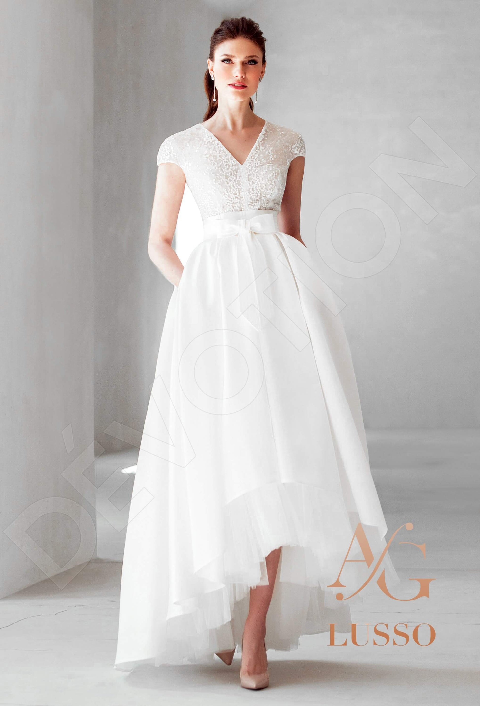 Chanellia A-line V-neck Mediumivory Wedding dress