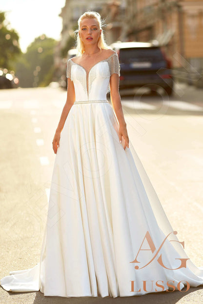 Abby Illusion back A-line Sleeveless Wedding Dress Front