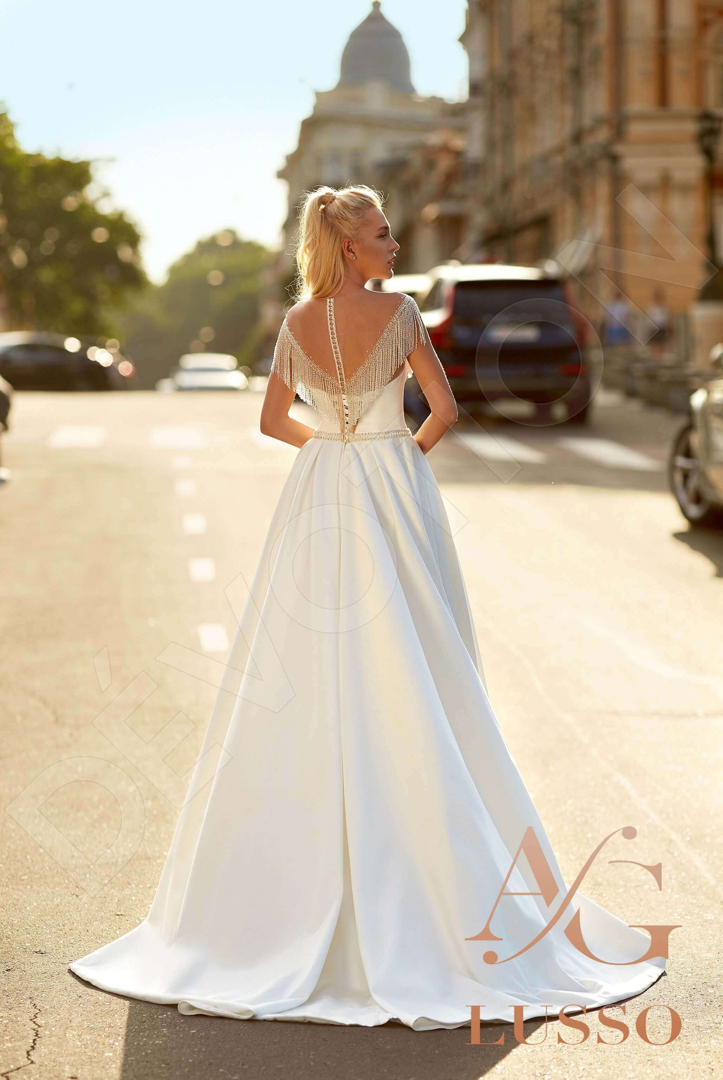 Abby Illusion back A-line Sleeveless Wedding Dress Back
