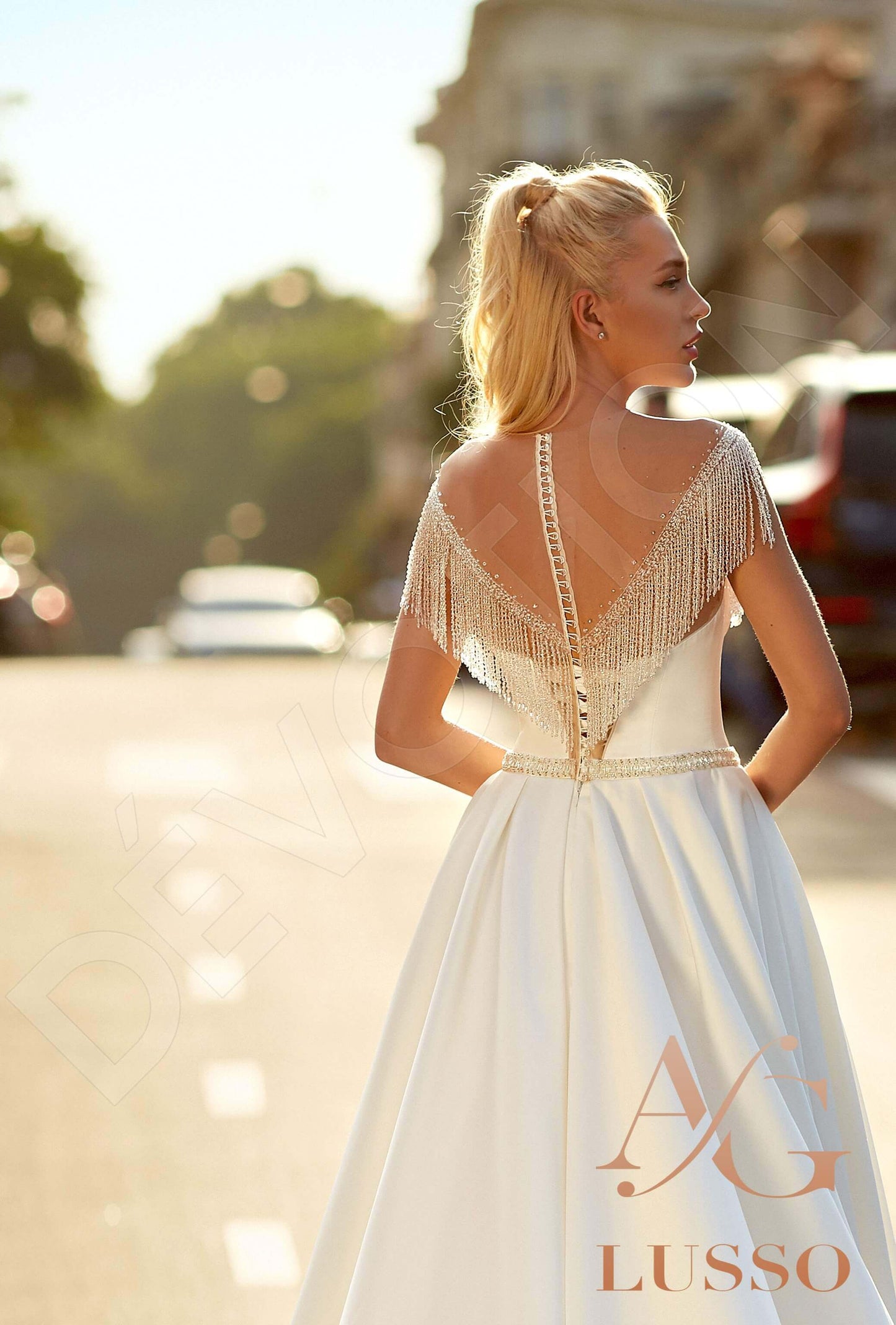 Abby Illusion back A-line Sleeveless Wedding Dress 4