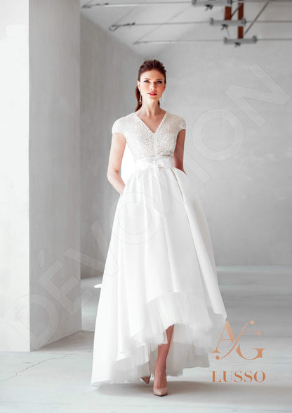 Chanellia Full back A-line Short/ Cap sleeve Wedding Dress 7