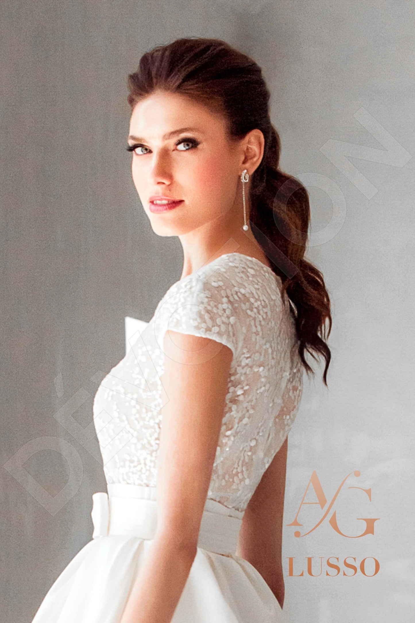 Chanellia Full back A-line Short/ Cap sleeve Wedding Dress 6