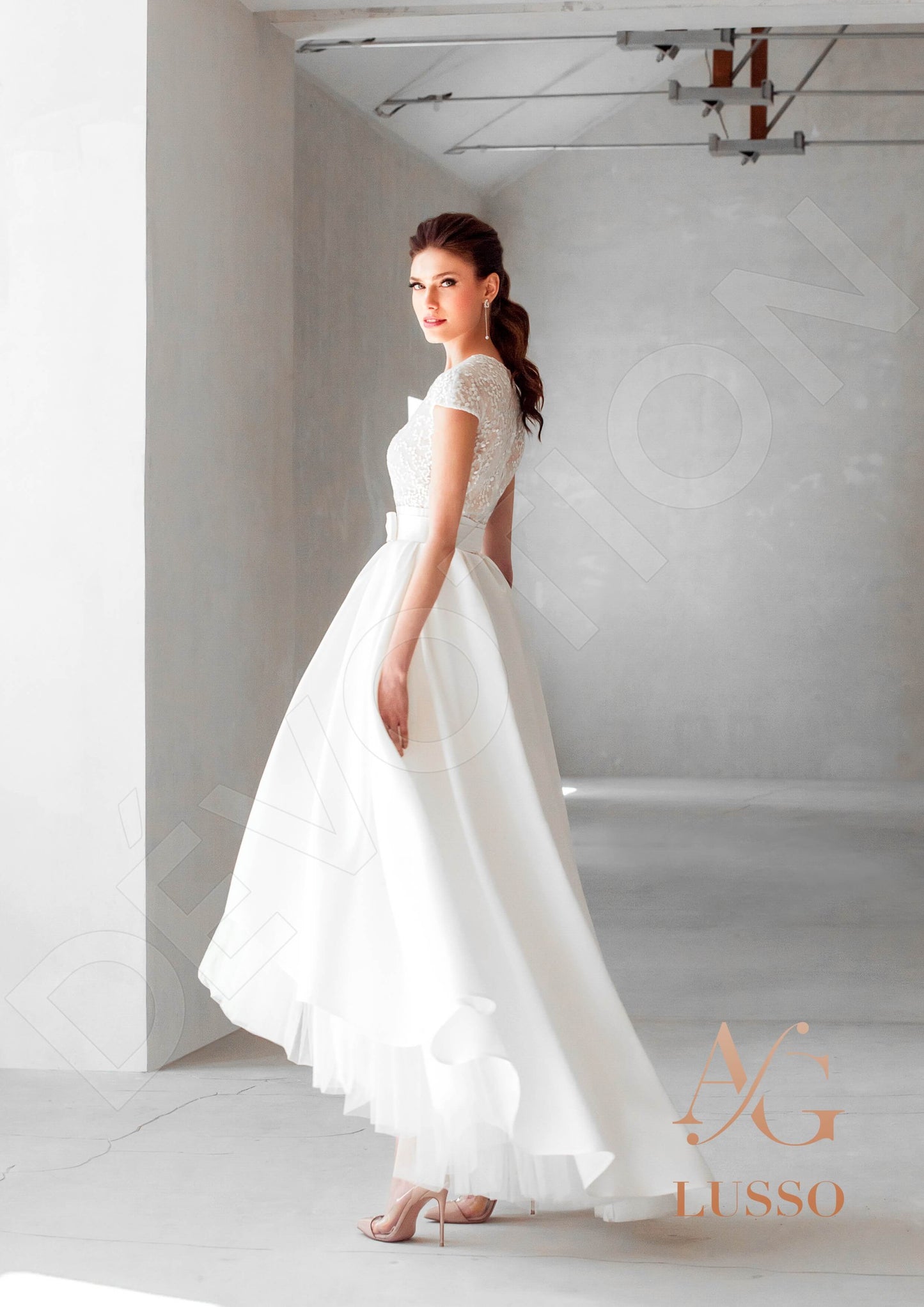 Chanellia Full back A-line Short/ Cap sleeve Wedding Dress Back