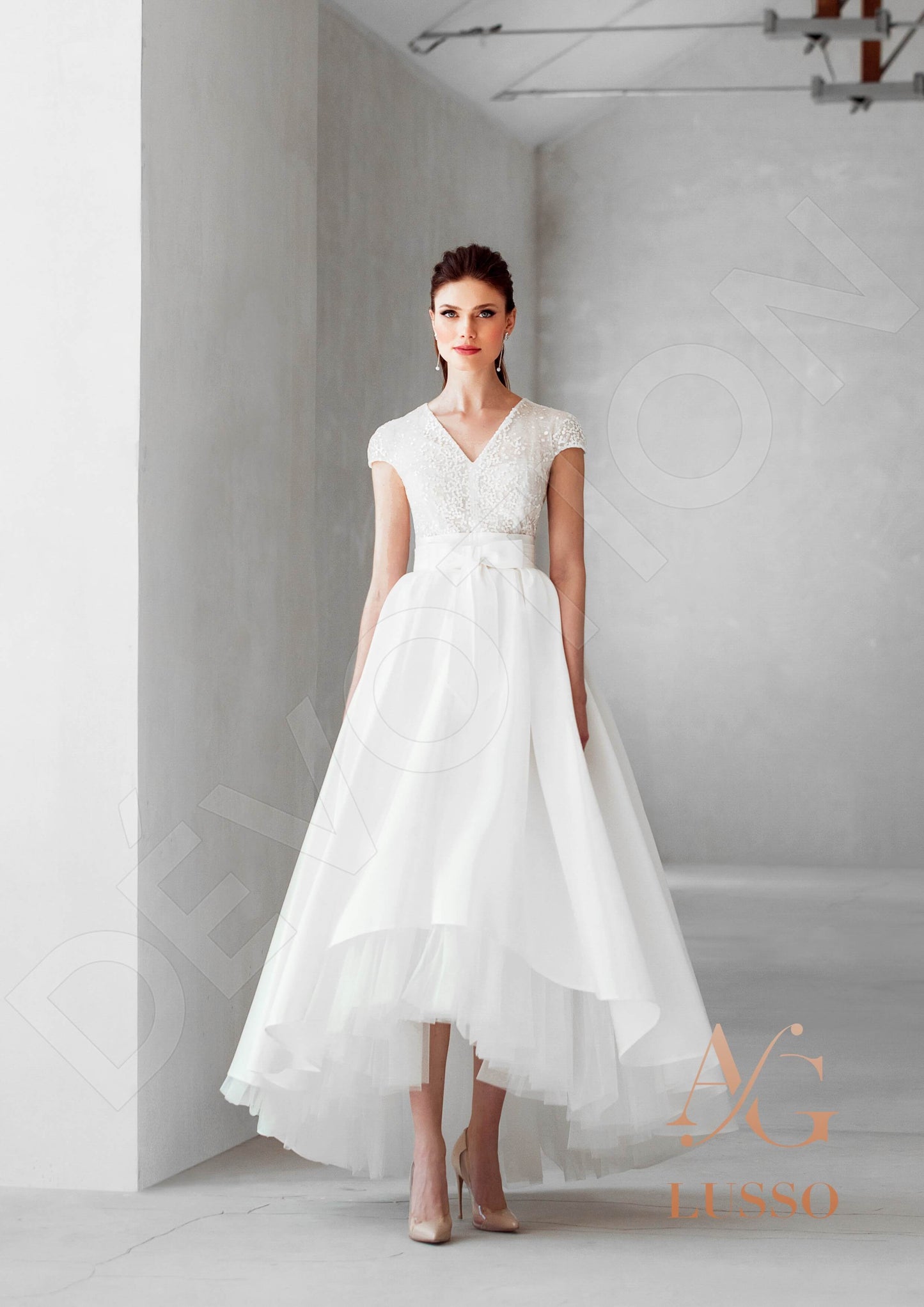 Chanellia Full back A-line Short/ Cap sleeve Wedding Dress 3