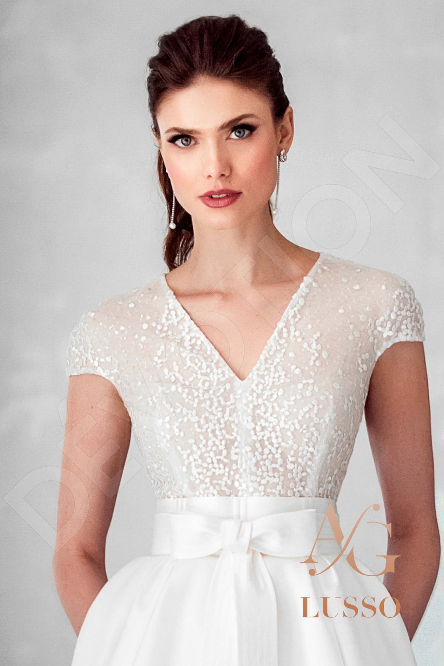 Chanellia Full back A-line Short/ Cap sleeve Wedding Dress 2