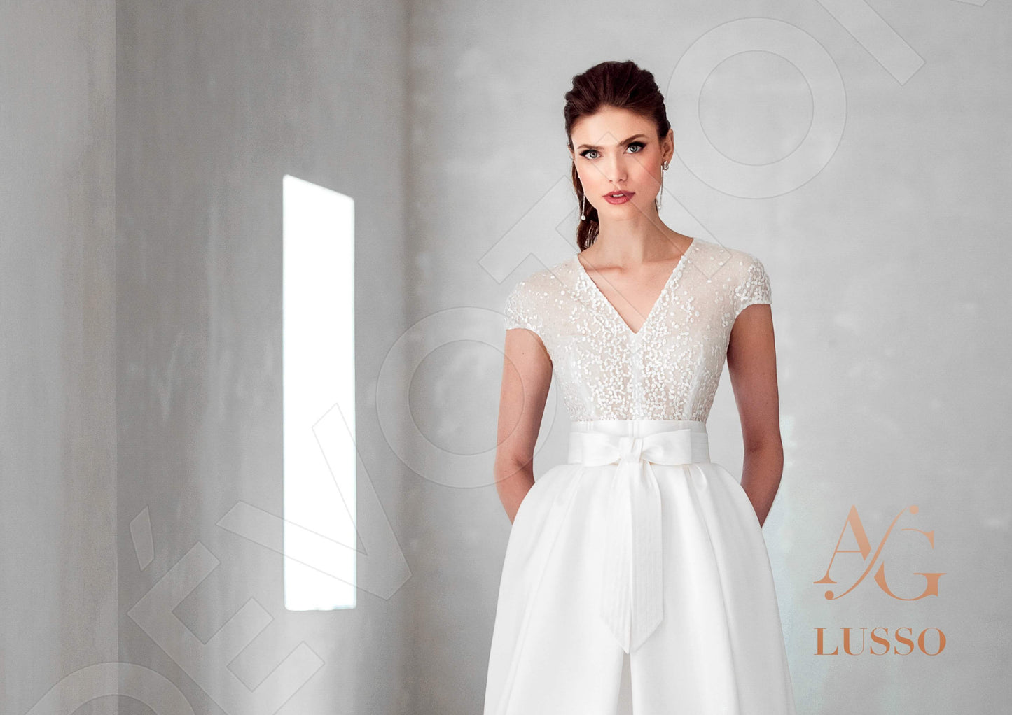 Chanellia Full back A-line Short/ Cap sleeve Wedding Dress 4