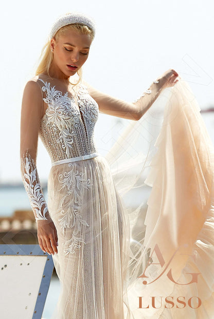 Alyssa Illusion back A-line Long sleeve Wedding Dress 8
