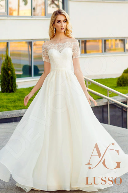 Betti Full back A-line Short/ Cap sleeve Wedding Dress 8