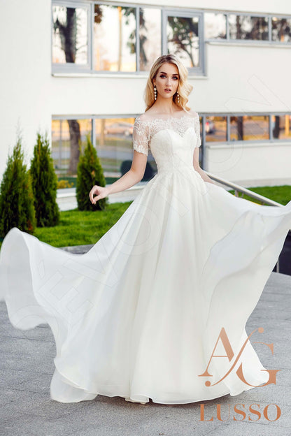 Betti Full back A-line Short/ Cap sleeve Wedding Dress 9