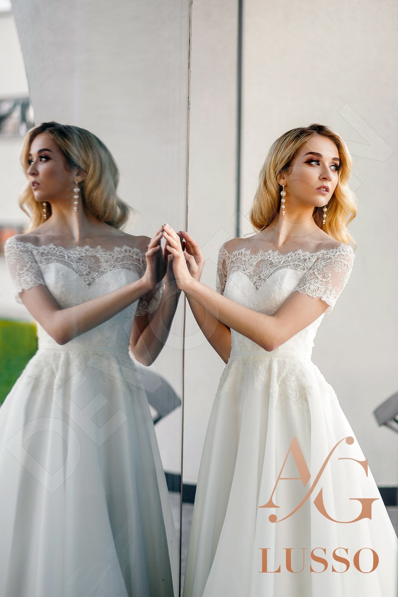 Betti A-line Off-shoulder/Drop shoulders White Wedding dress