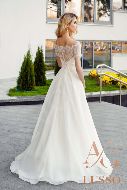 Betti Full back A-line Short/ Cap sleeve Wedding Dress 11