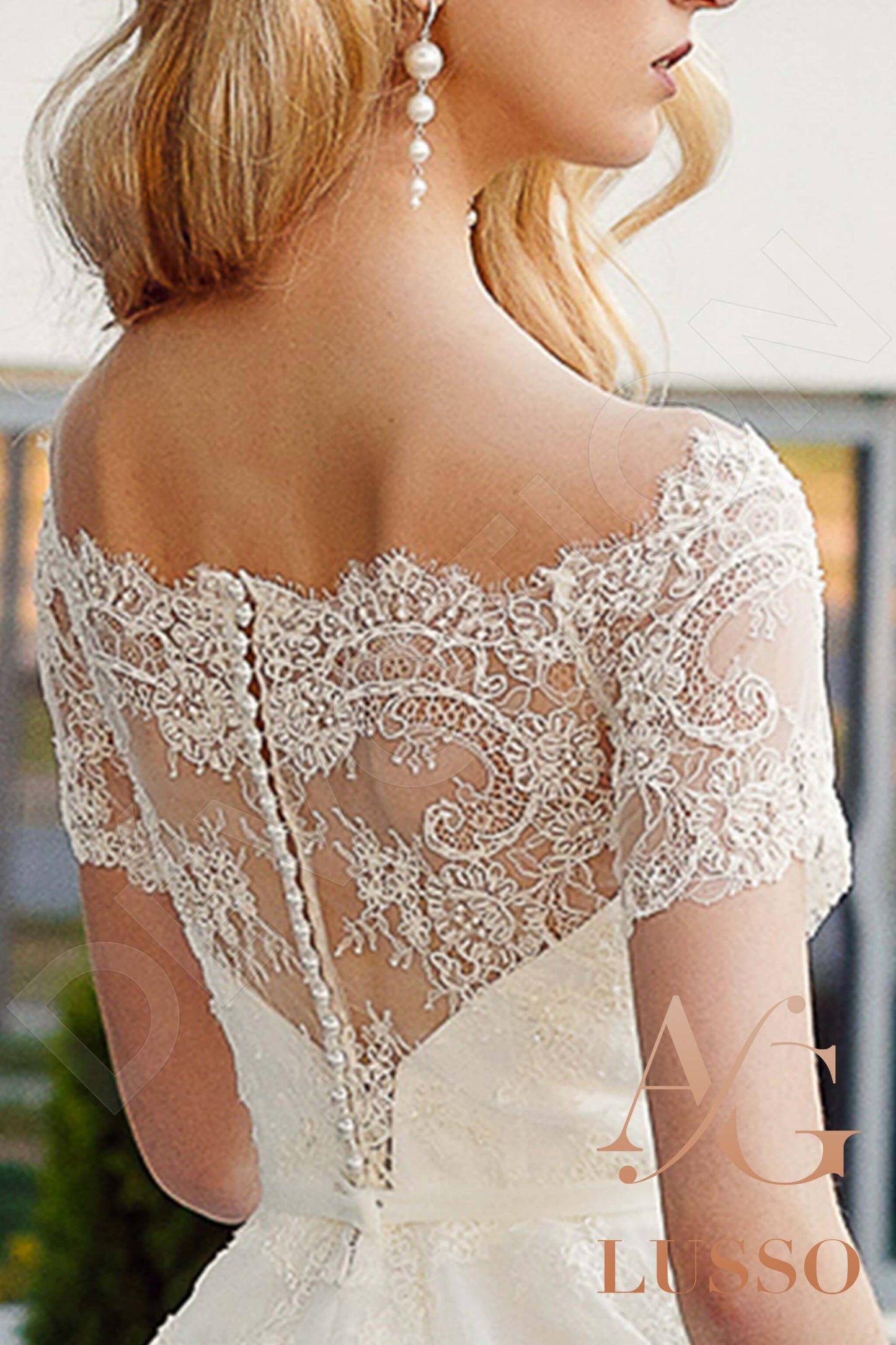 Betti Full back A-line Short/ Cap sleeve Wedding Dress 13